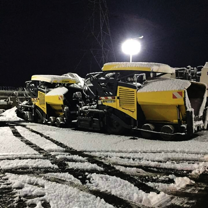 Trevor Harris Bomags hunkered down in the snow